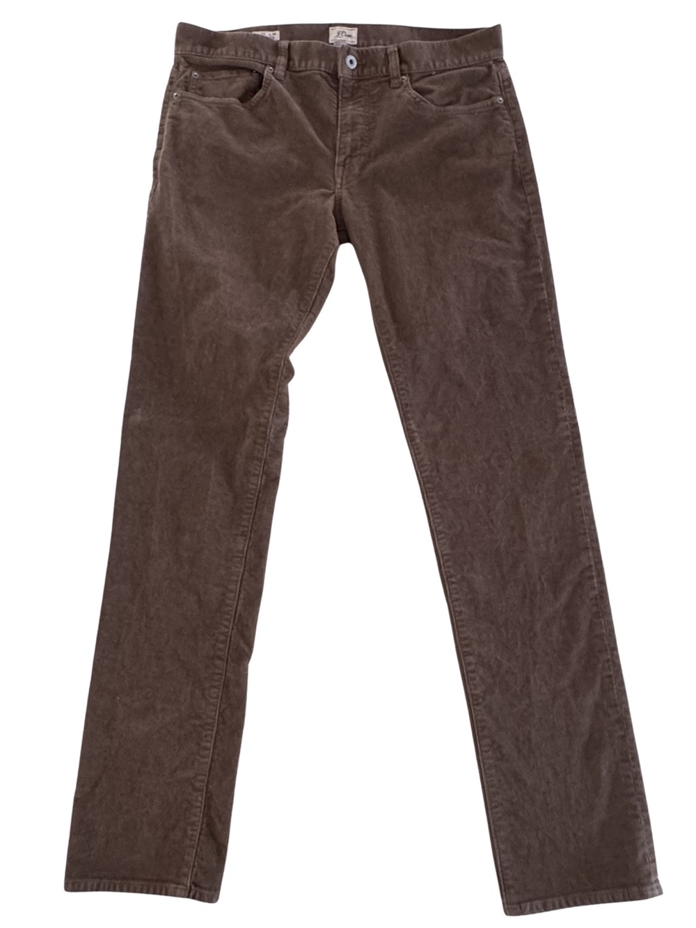J.Crew 484 Corduroy Pants Men 33x34 Brown Slim Straight Stretch 5 Pocket